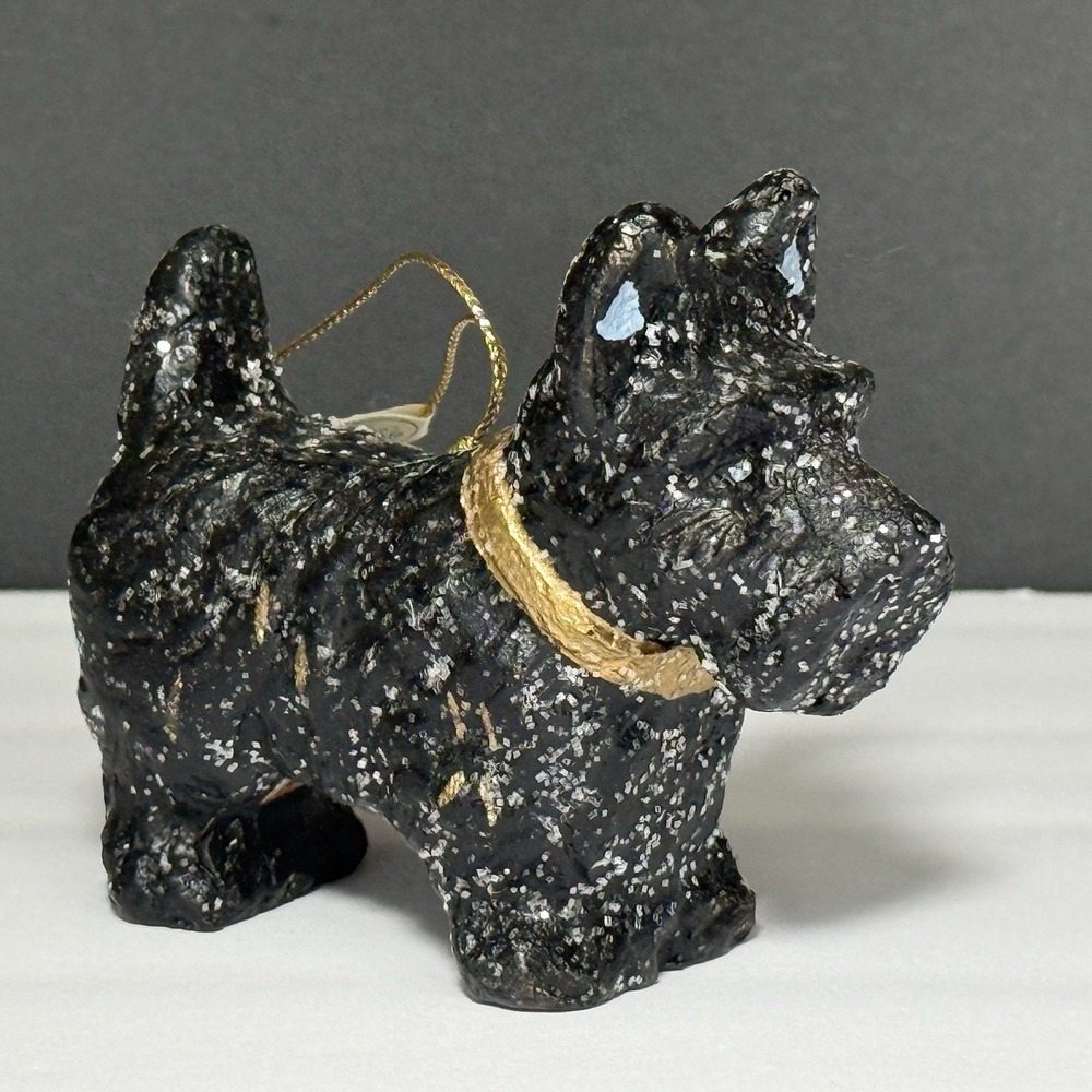 NWT Teena Flanner Black Scottie Dog Ornament Midwest Cannon Falls Glitter